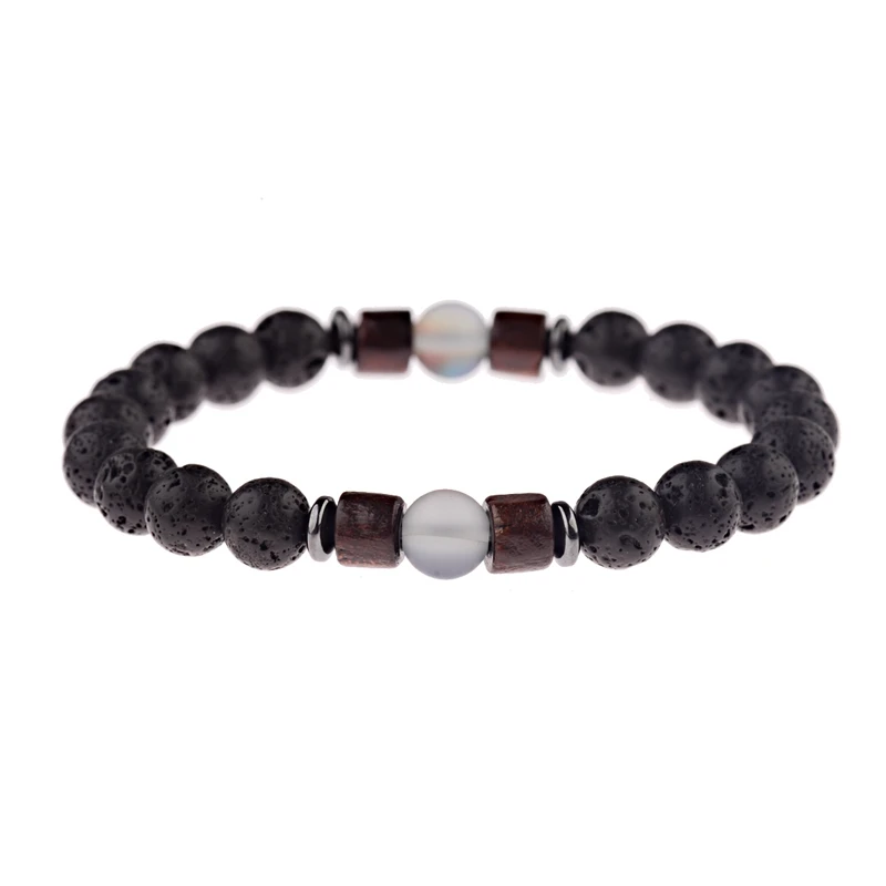 Amader винтажные черные браслеты из лавового камня для мужчин медитация натуральный браслет из деревянных бусин женские молитвенные ювелирные изделия Йога Прямая поставка - Окраска металла: 383-U1