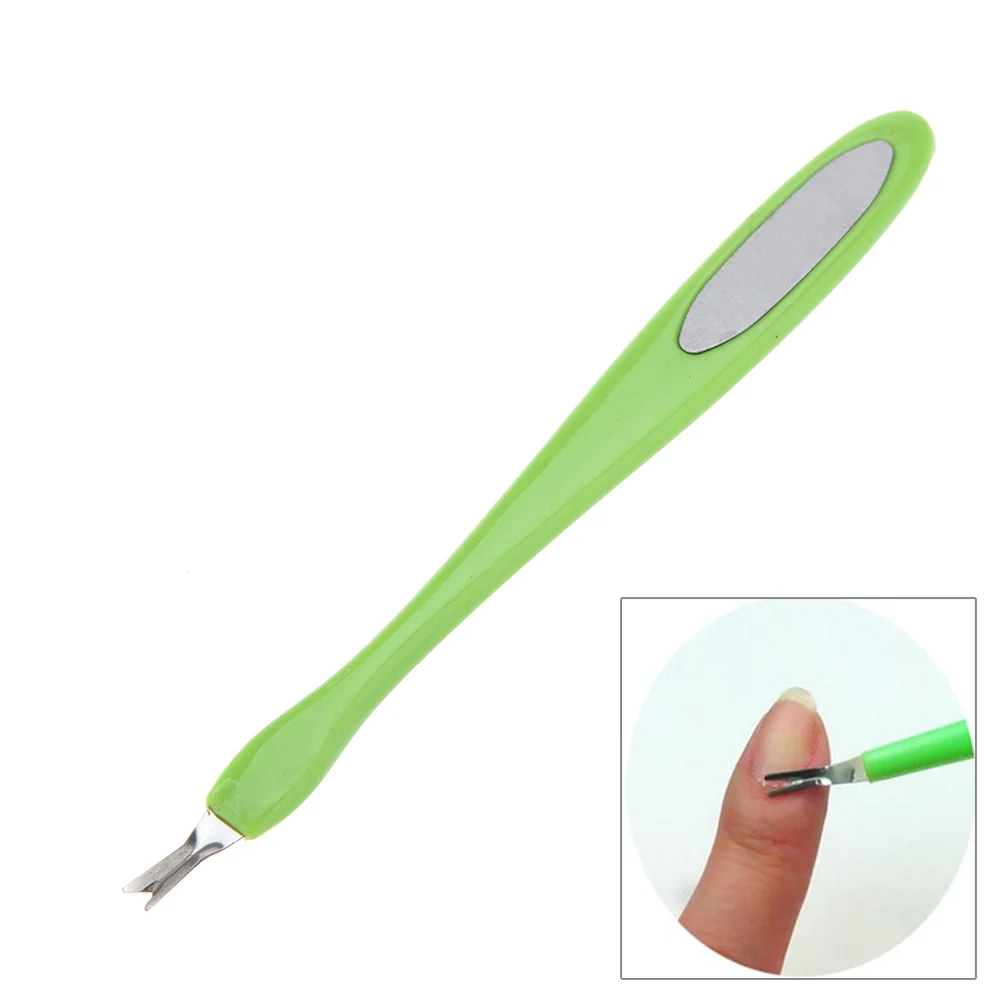 2 In1 Nail Cuticle Pusher Stainless Steel Head Vshaped Blade Cuticle