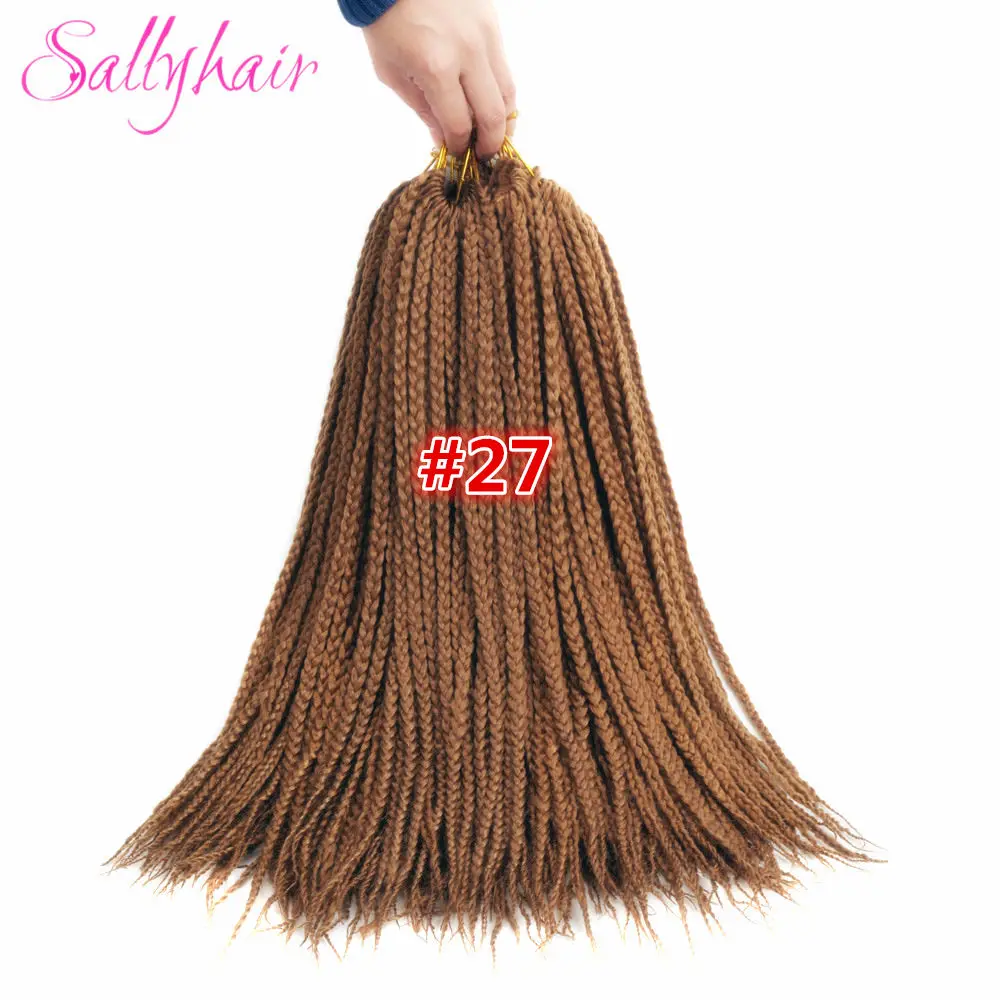 Sallyhair 18 дюймов плетение Парик Косы наращивание волос коричневый синтетический плетение волос низкотемпературное волокно - Цвет: #27