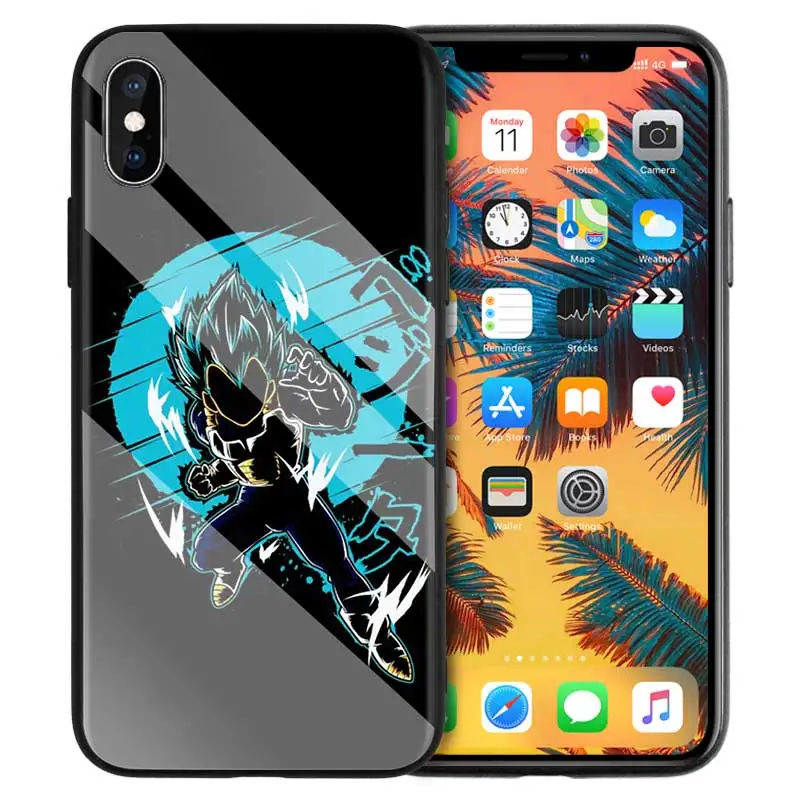 Чехол из закаленного стекла для iPhone 7, чехол для телефона iPhone 8, 6, 6 S, 11, 11 Pro, X, XR, XS MAX Plus, Dragon Ball, Vegeta, манга, мультяшный чехол - Цвет: 06