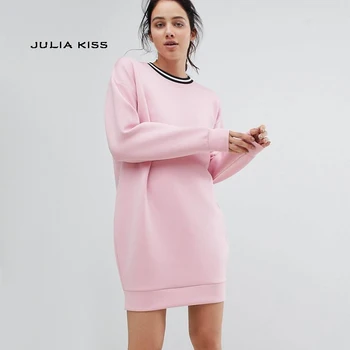 

Women Space Cotton Striped Neck trim Longline Sweatshirt