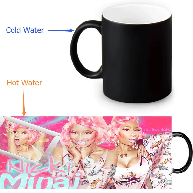 

Nicki Minaj mugs morph cup gifts magical heat sensitive Black colour change morphing coffee Tea Cups ceramic mug