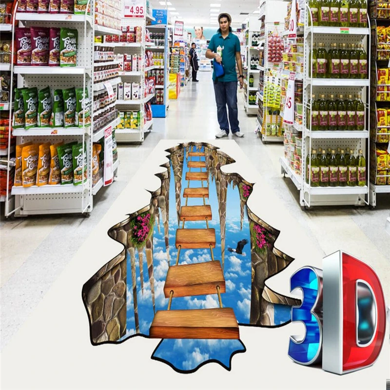 High quality custom wallpaper on the cliff on the bridge 3D floor painting PVC wear self-adhesive wallpaper wall paper