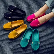 Women Flats Suede Candy Color Loafers Slip on Casual Flat Shoes Soft Ballet Flat Spring Moccasins Shallow Ladies Shoes Puls Size