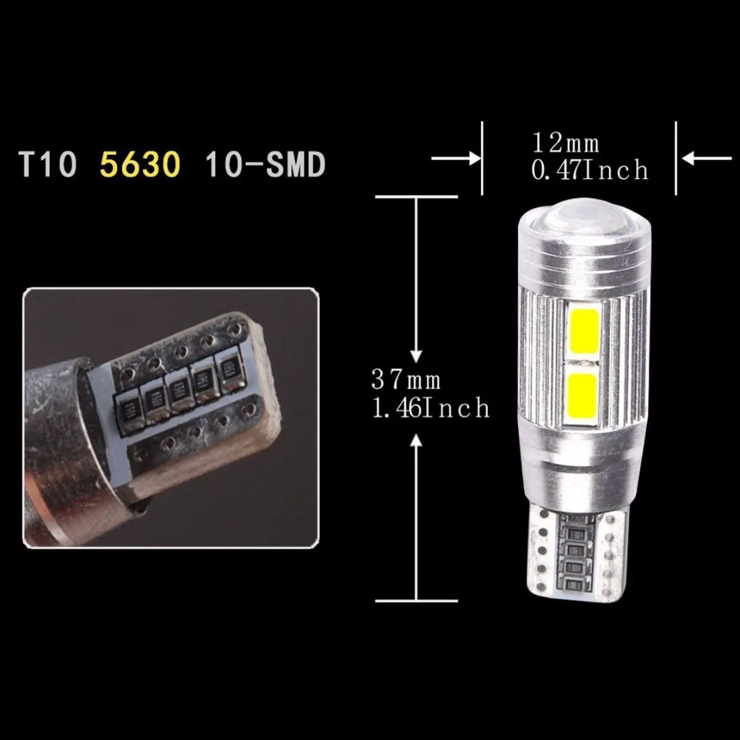 10pcs/lots T10 5630 10LED Canbus Error Free Car Side Wedge Light Lamp White