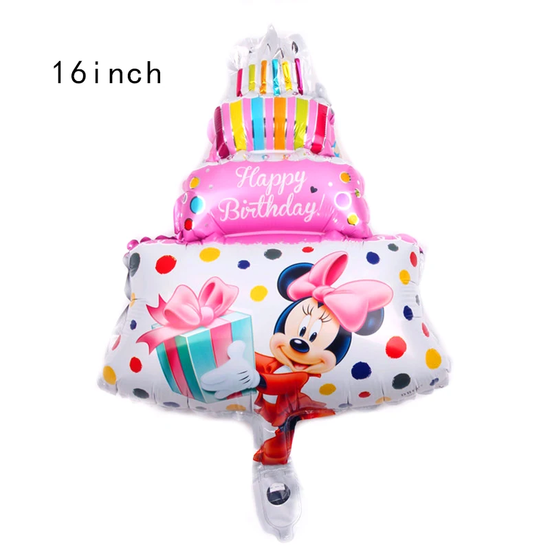 Воздушные шары из фольги с Микки и Минни Маус, украшения для дня рождения, Детские воздушные шары для девочек, вечерние украшения для дома - Color: Pink Minnie Cake