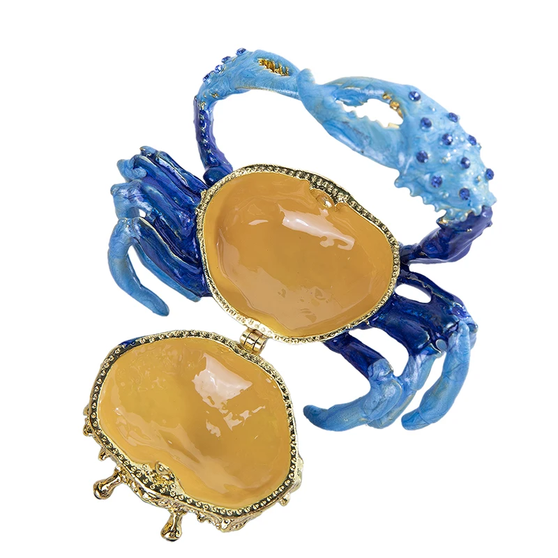 H& D ручная роспись Краб Bejeweled безделушка коробка навесной животное декоративный держатель кольца(коробочка) статуэтка в коробке для хранения ювелирных изделий домашний Свадебный декор