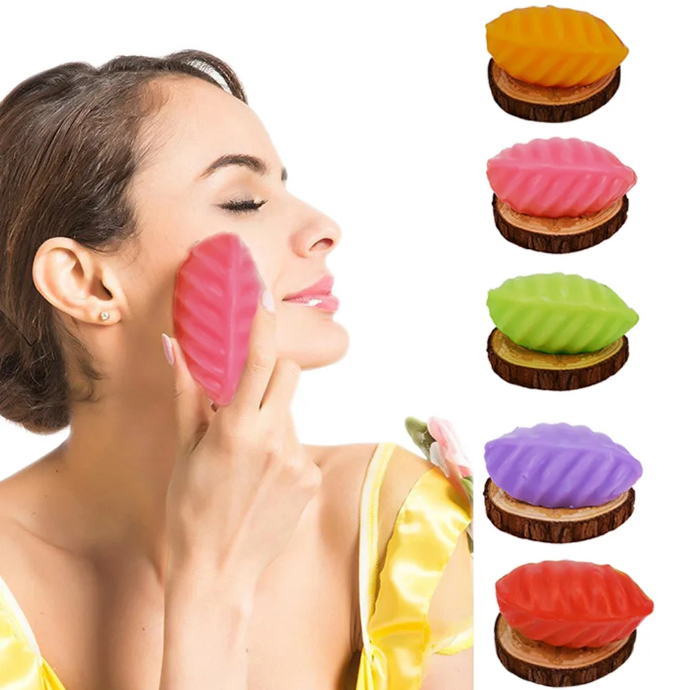 5 Colors Leaf Shape Facial Cleaning Handmade Soap Whitening Smooth Face Wash Bath Body Skin Care