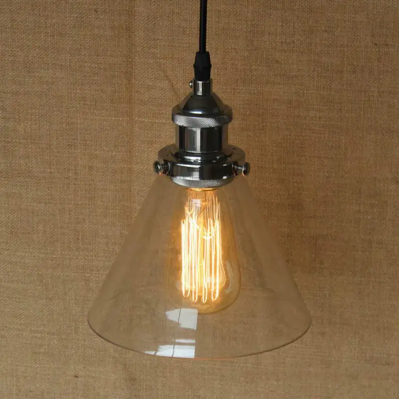 Clear Glass Horn Shade Pendant Lamp with Edison Light bulbKitchen