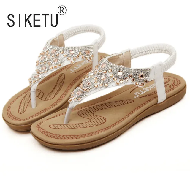 SIKETU Brand 2017 New Fashion Summer Women Bohemia Sandals Rhinestones Leisure Beach Shoes 35-40