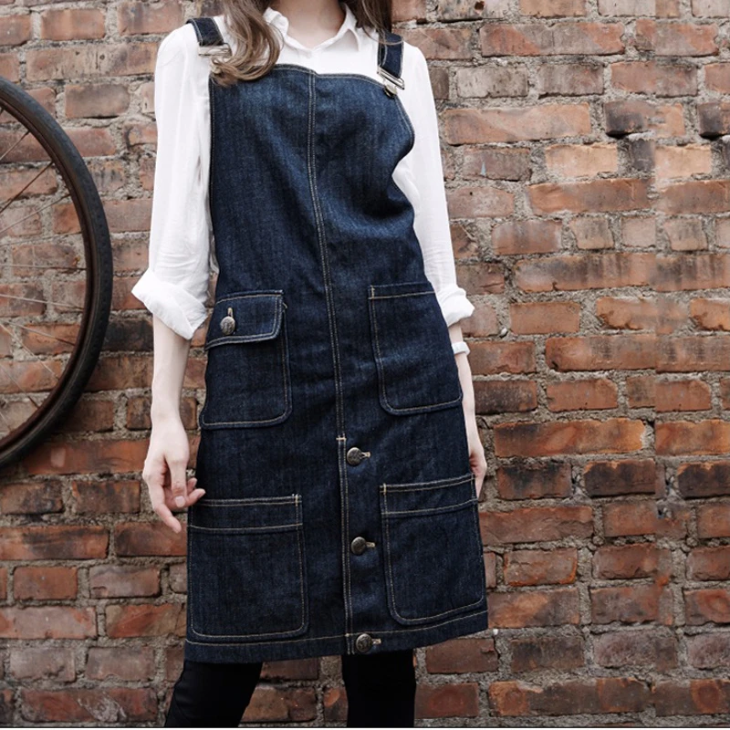  New 2018 Aprons Denim Simple Uniform Unisex Adult Jeans Aprons for Woman Men's Male Lady's Kitchen  - 32854237784
