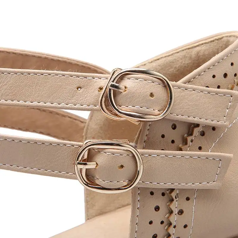 BONJOMARISA/большие размеры; летние женские туфли в римском стиле с Т-образным ремешком на массивном каблуке; женская уличная Повседневная обувь; женские сандалии-гладиаторы