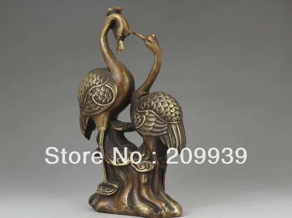 

fast ship Hd041 CHINESE OLD COPPER HANDWORK PAIR CRANE STATUE