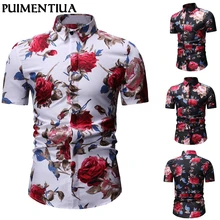Pui men tiua, мужская летняя пляжная гавайская рубашка, брендовая, короткий рукав, M-3XL, цветочные рубашки, мужская повседневная одежда для отдыха, Camisas
