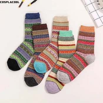 

[COSPLACOOL]5 Pairs cute leuke sokken winter warm lady wool socks harajuku socks women calcetines meias women cotton socks long