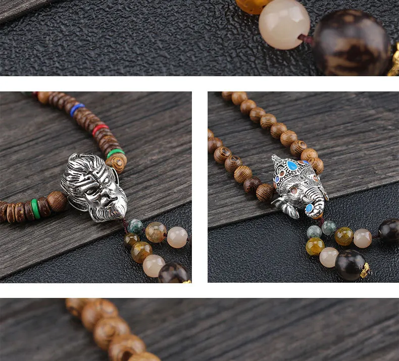 Винтажное ожерелье непальского Будды, богемные деревянные бусы, длинная цепочка для свитера, массивное ожерелье с подвеской, бижутерия для женщин, ювелирные изделия