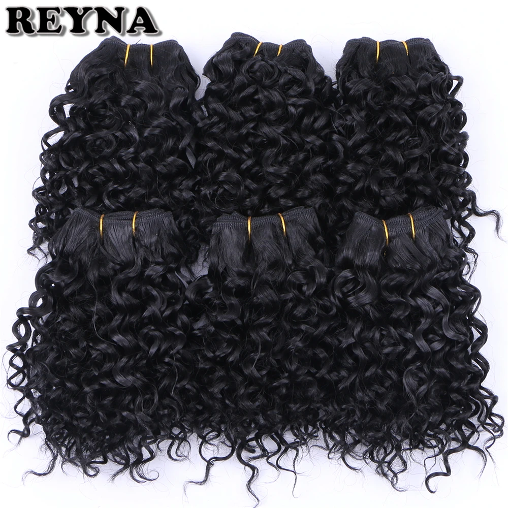 REYNA Kinky Curly синтетические волосы для женщин высокая температура волокно Ткань пучки волос 6 шт. 210 г 8 "дюймов химическое наращивание волос