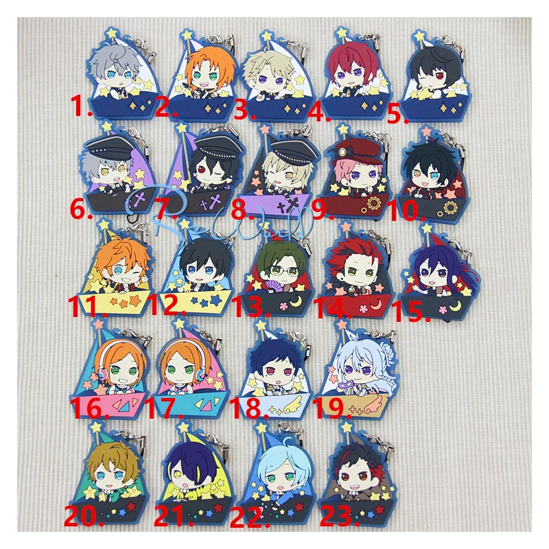 

1pcs Anime Keychain Ensemble Stars Idol Full Design Hokuto/Isara Mao Star Producter Trickstar Rubber Keychain Pendant Keyrings