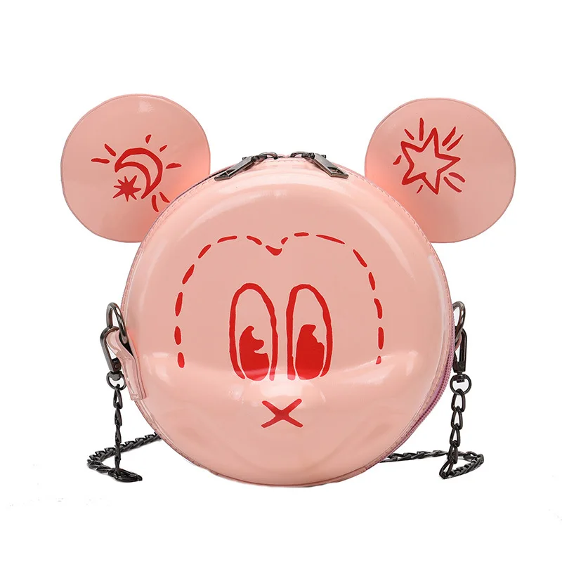 

Cartoon Style Girls Leather Handbag Mouse Printing Kids Cute Messenger Bag Summer Holiday Children Beach Bag Small Travel Bag