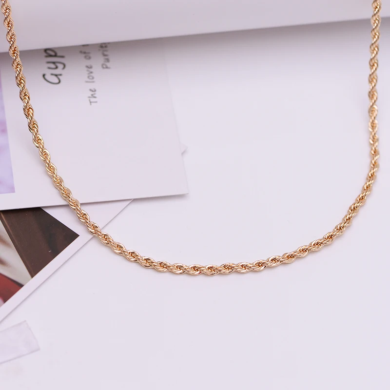 60 см* 4 мм) бессвинцовые и никелевые веревочные ожерелья для мужчин 18 k желтого золота цвет