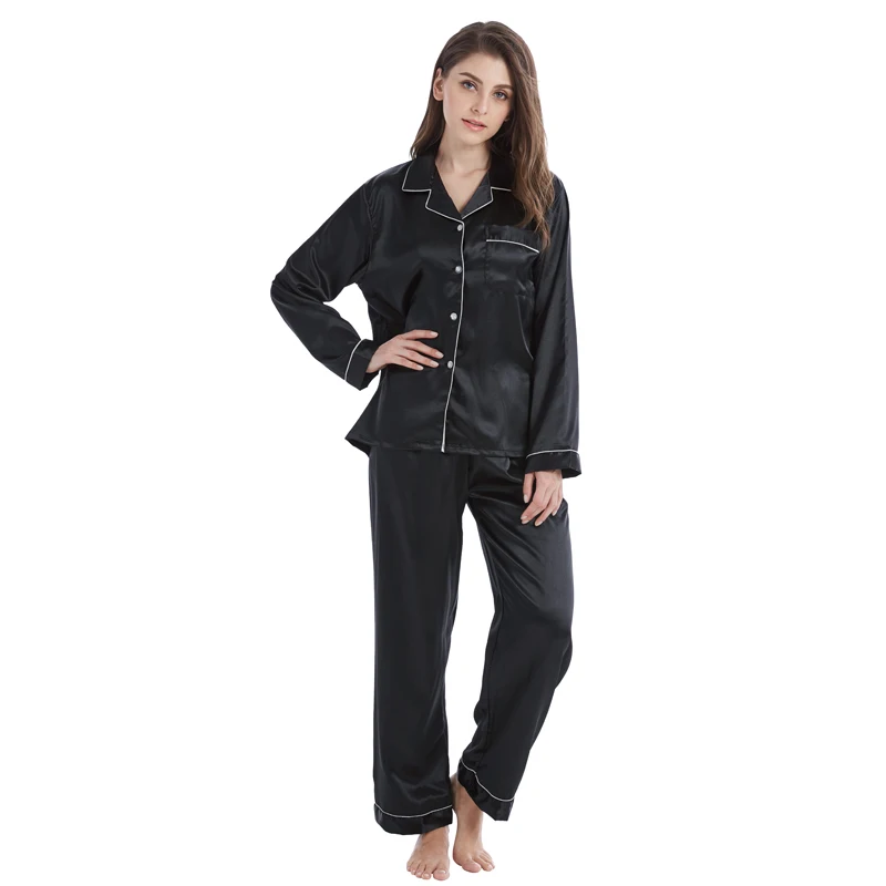 

Tony&Candice Women Silk Pajamas 2-Peice Set Satin Silk Pijama Ladies Sleepwear Soft Pyjamas Suit Long Sleeves Nightgown Homewear