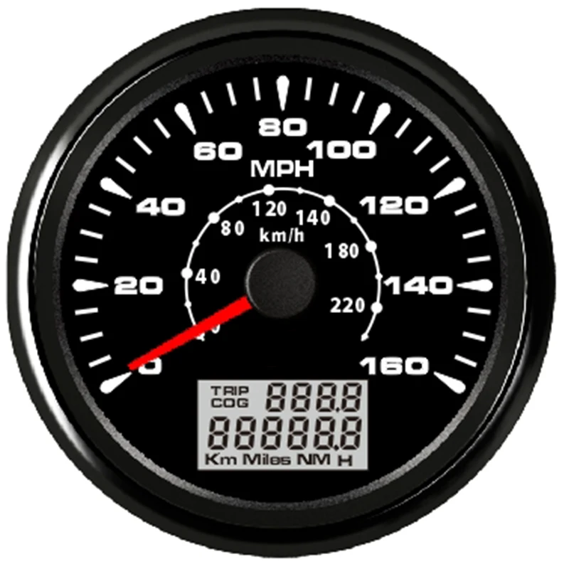 160MPH Цифровой Автомобильный спидометр для лодки автомобильный водный мотоцикл Скорость измерителем влажности и температуры Красный/8 с аккумулятором, Трехцветная подсветка 12-24 V ЖК-дисплей-Дисплей