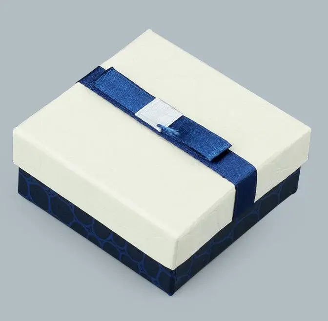 Квадратный синий бант маленькая коробка подарка коробки для хранения ювелирных изделий Подставка для украшений бижутерии упаковка - Цвет: Photo Color
