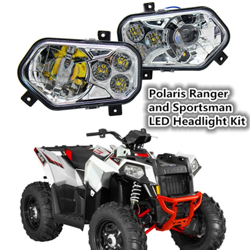 

2 X Polaris Ranger and Sportsman LED Headlight Kit ATV UTV Light Accessories Projector Headlight for Polaris Ranger Side X Sides