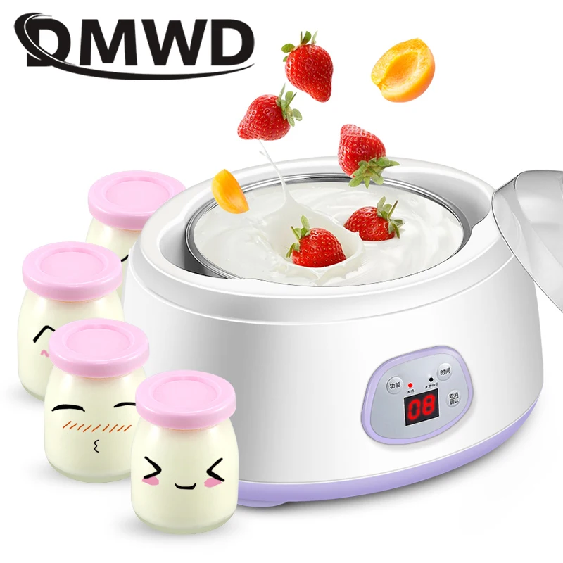 

DMWD Electric Yogurt Maker Leben Fermenter Automatic Multifunction Stainless Steel liner Natto Rice Wine Yoghurt Machine 4 Cups