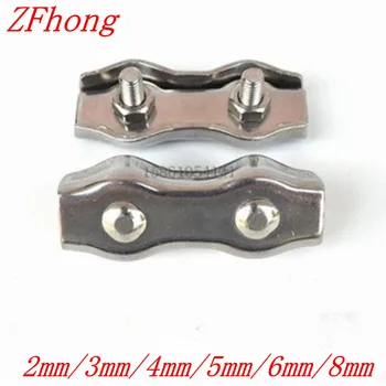 

10PCS M2, M3,M4,M5,M6,M8 double Clamps Buckle Wire Rope Clip stainless Steel 304