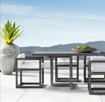 

Outdoor patio garden aluminum rectangular dining table furniture set