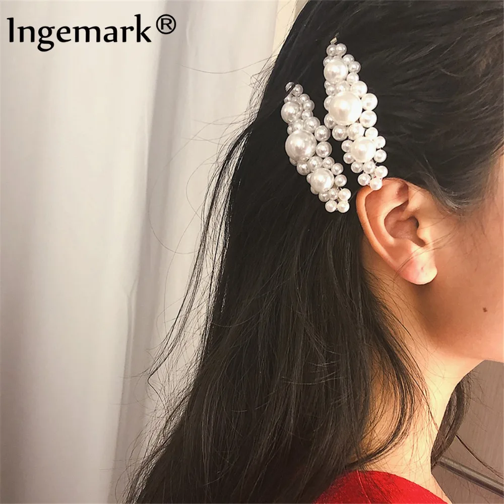 

Ingemark Sweet White Imitation Pearl Flower Hair Pins Women Headwear Accessories Korean Fashion Hair Stick Clip Bridal Jewelry
