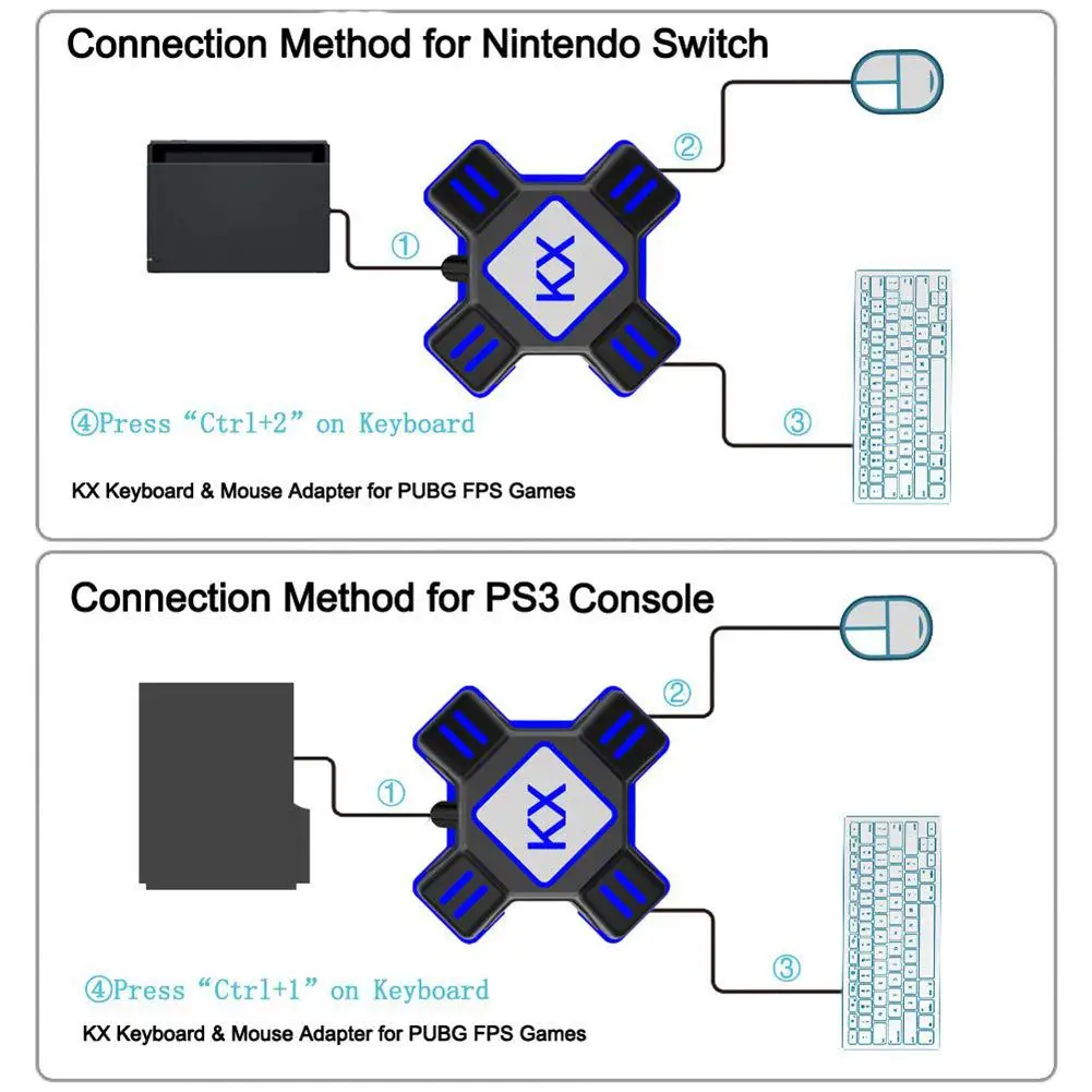 BEESCLOVER 4 порта KX USB игровой контроллер конвертер клавиатуры переходник для мыши для переключателя/Xbox/PS4/PS3 r20