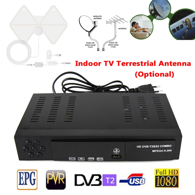 

DVB-T2 Digital Satellite TV Receiver H.264 1080P HD MPEG-4 USB Digital Satellite Receiver TV Tuner DVB-S2 Support Bisskey for SP