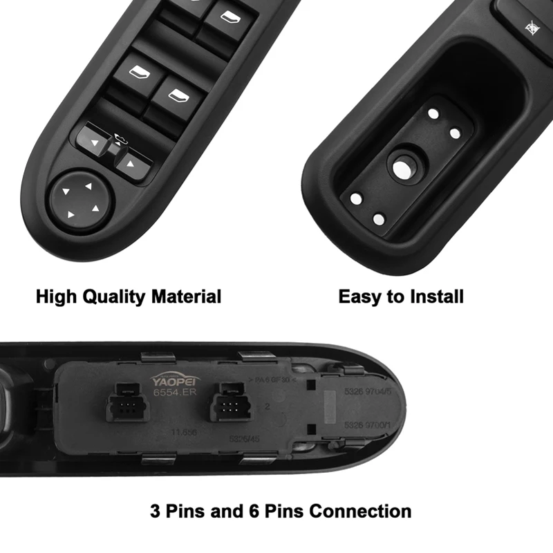 YAOPEI Электрический переключатель окна панель управления для peugeot 407 SW 2004-2010 6554.ER 96468704XT