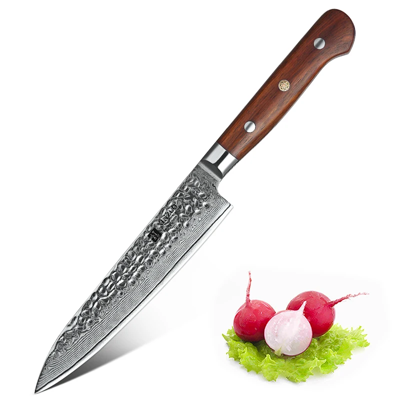 XINZUO 6 дюймов дамасский универсальный нож стальной кухонный нож овощные ножи нержавеющая сталь салатные ножи для овощей ручка из розового дерева