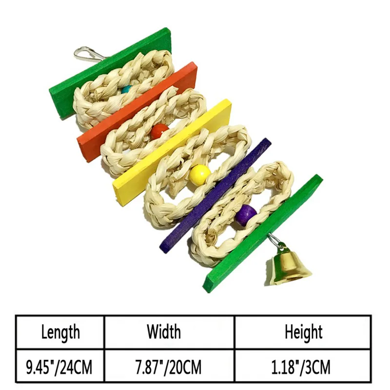 Красочные различные рисунки на выбор домашние птицы игрушечные попугаи лестница для лазания деревянные жевательные Висячие веревки украшение в виде колокольчиков