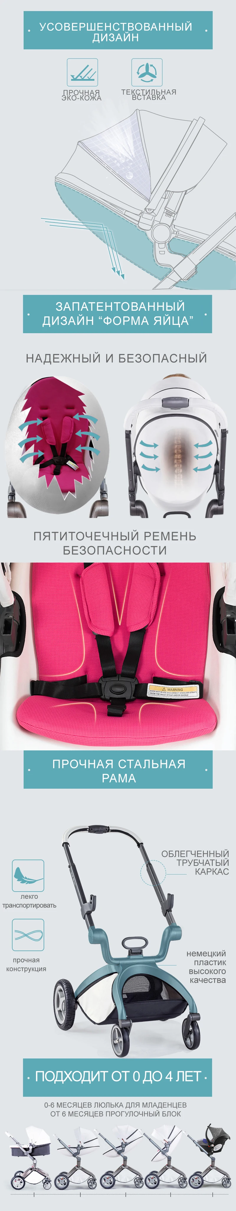 Hotmom 3 в 1 Кожаная корзина для сна коляска с высоким пейзажем может сидеть или лежать в сложенном виде в Россию
