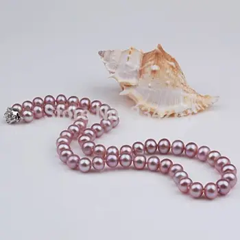 

Natural AAA+ 7-8mm Purple Pearl necklace With Rose clasp 18" Long