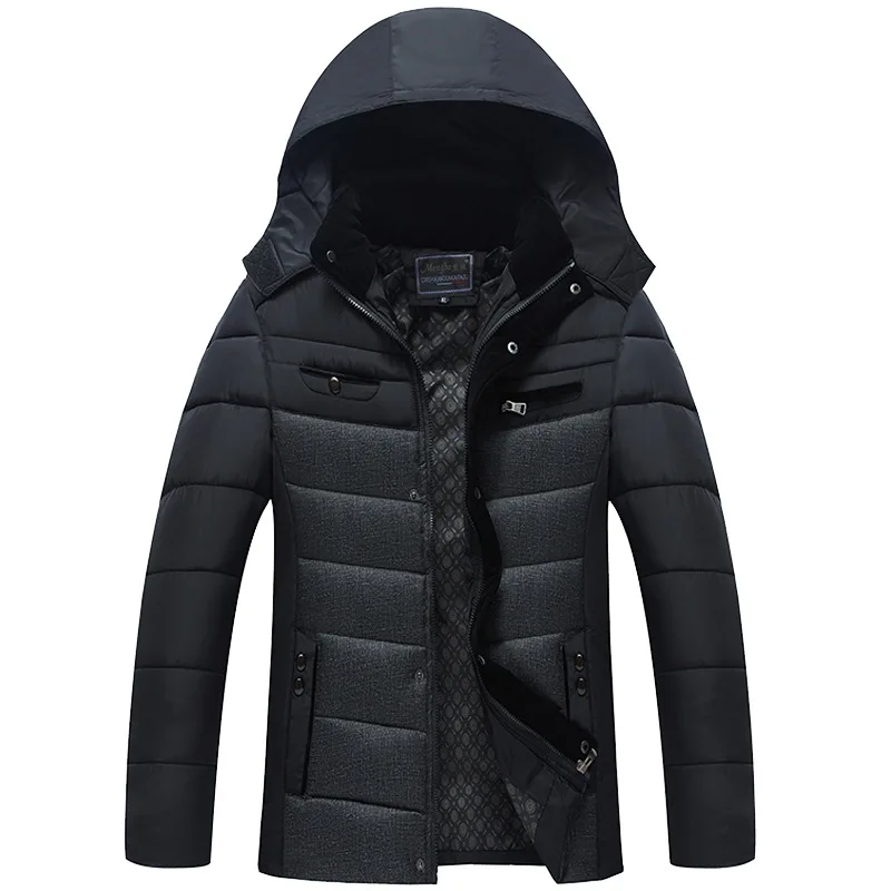 Winter Coat Men black puffer jacket warm male overcoat parka outwear cotton padded hooded coat men's cotton jackets