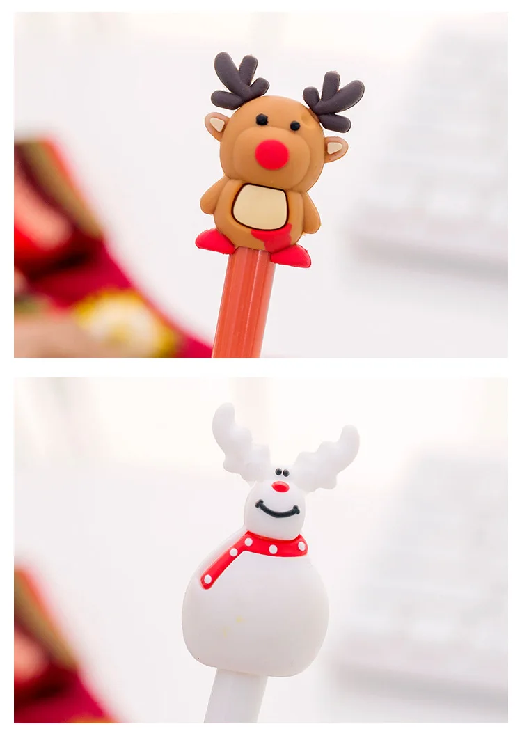 4 шт./лот, милые гелевые ручки Kawaii Санта Клаус, креативная Рождественская ручка, 0,5 мм, для детей, рождественский подарок, школьные канцелярские принадлежности, подарки