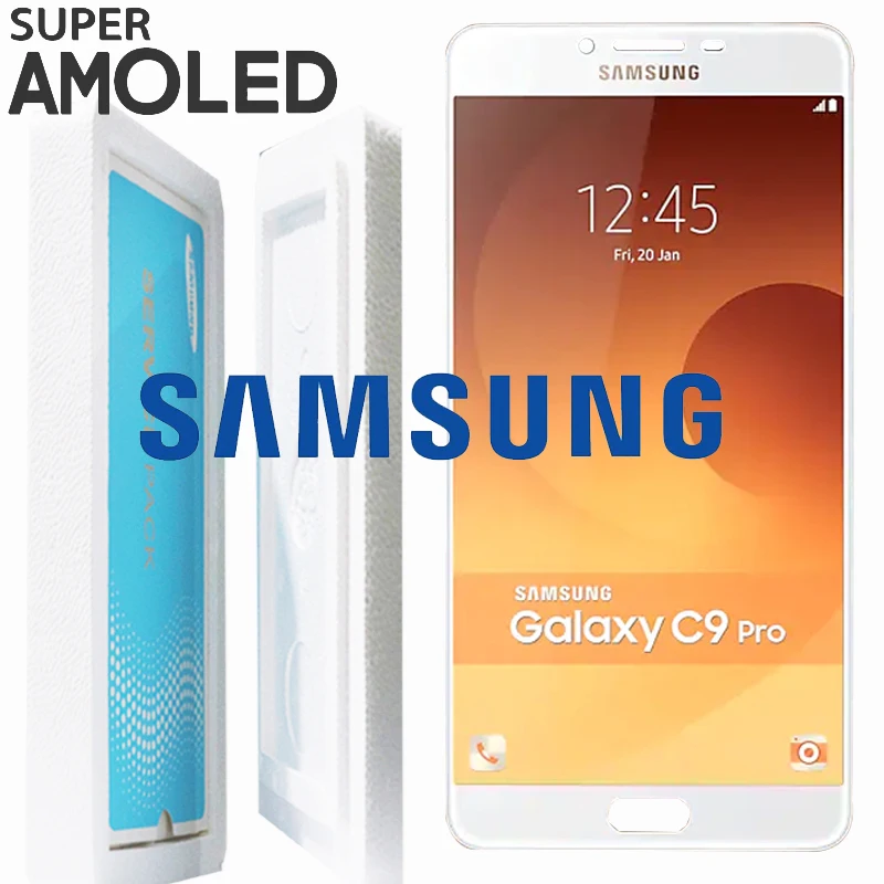 100% ORIGINAL 6.0" SUPER AMOLED LCD for SAMSUNG Galaxy C9 Pro C9000 Display Touch Screen Digitizer Assembly Replacement
