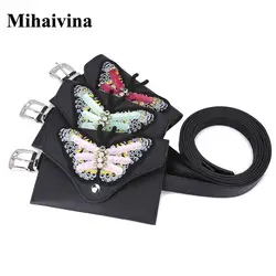 Mihaivina женский маленький ремень кожаные сумки модные Ручные Сумки поясная сумка с большой бабочкой женская сумка для Iphone X