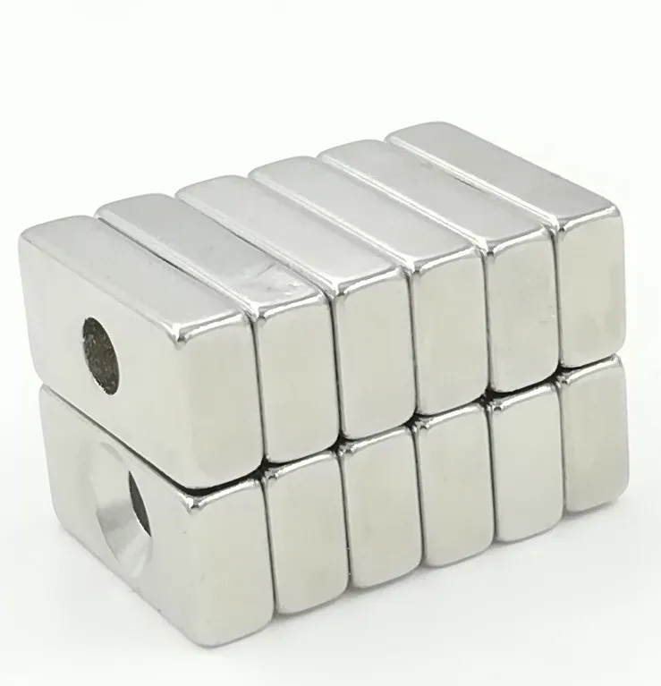 100 шт. 20x10x5 N35 Супер сильный блок потайной магнит мм отверстие 4 Редкоземельные