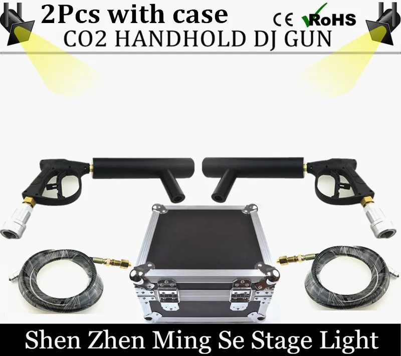 2sets Handhold Co2 Gun DJ Lights 3Meter Hose CO2 Jet Machine DMX Stage Effect Machine Shoot Distance 5-6Meter with flight case