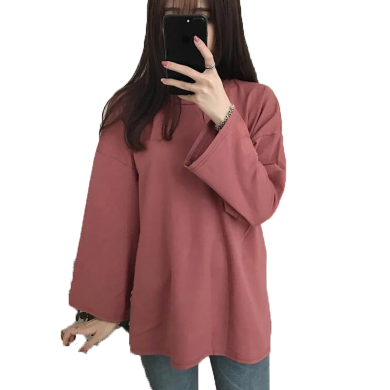 Женская футболка 2018 модные блузы в Корейском стиле Ulzzang Harajuku длинная женская
