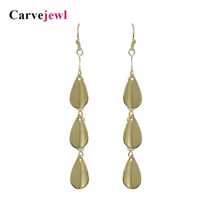 

Carvejewl long earrings metal tear drop pearl pendant drop dangle earrings for women jewelry plastic hook anti allergy earrings