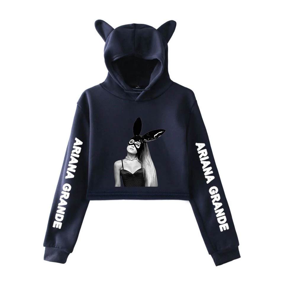 Frdun Tommy 2018 Ariana Grande hot fashion so trend sala Cat Crop Top Women Hoodies Sweatshirts Se