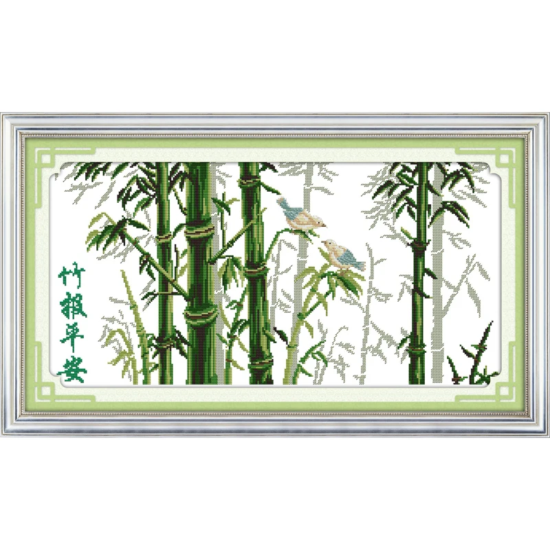 

Everlasting Love Bamboo announcing peace(half view) Ecological cotton Cross Stitch 11 14CT stamped DIY gift new year decorations