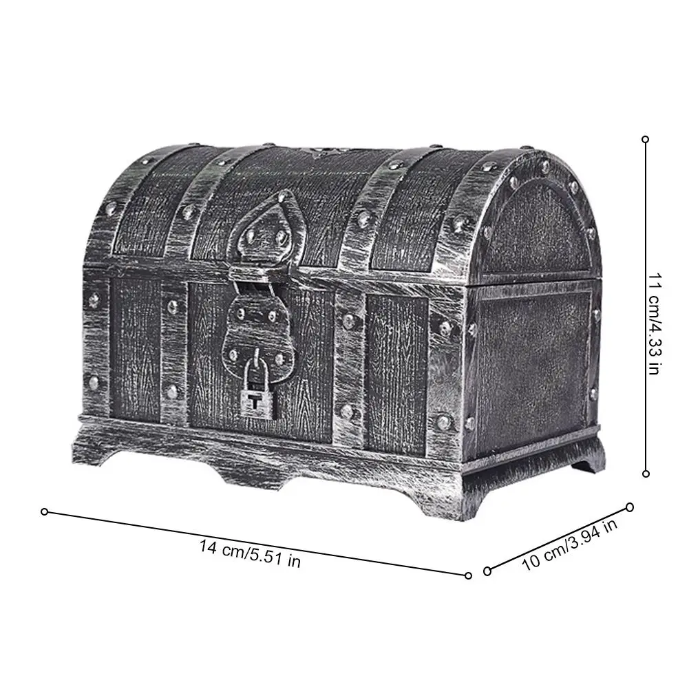 Сокровище охотничья коробка детская шкатулка для драгоценностей Гальваническая Ретро пластиковая коробка игрушка золотые монеты и пиратские драгоценные камни ювелирный набор